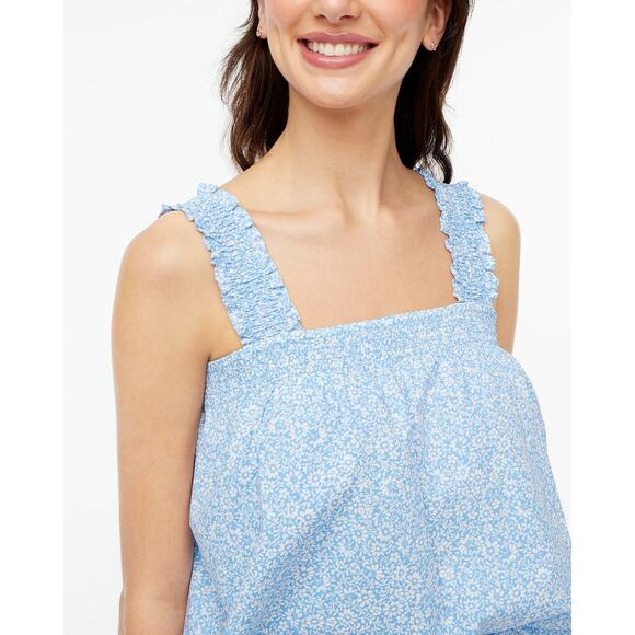 J. Crew Smocked Tank Pajama Set Soft Cornflower White Womens 2XL Sleepwear XXL - Picture 3 of 9